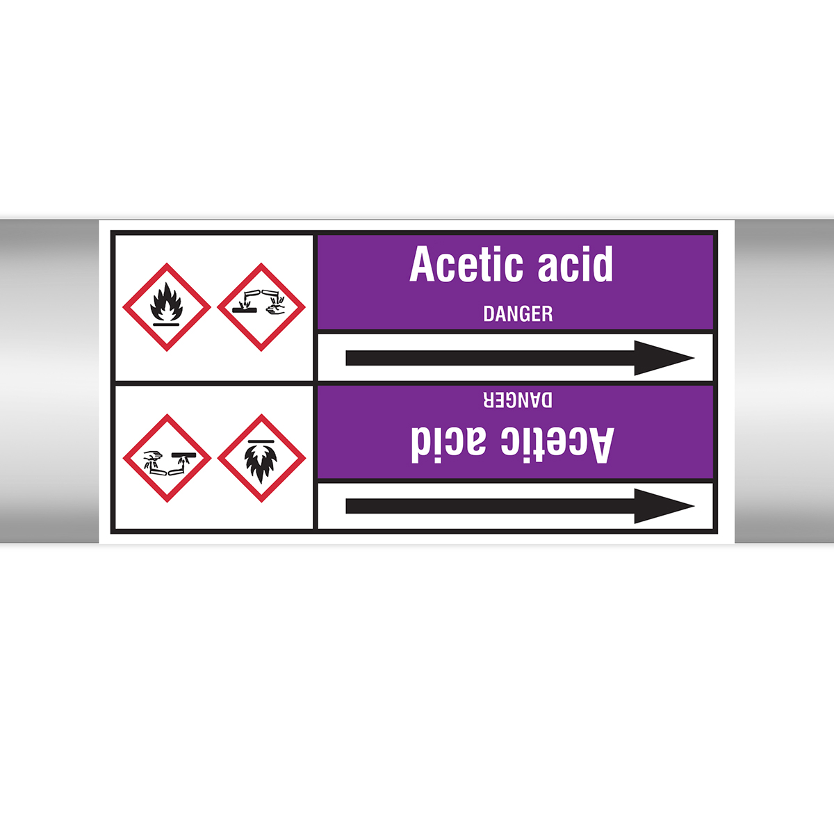 Acids & Alkalis - European Style roll form pipe markers with liner