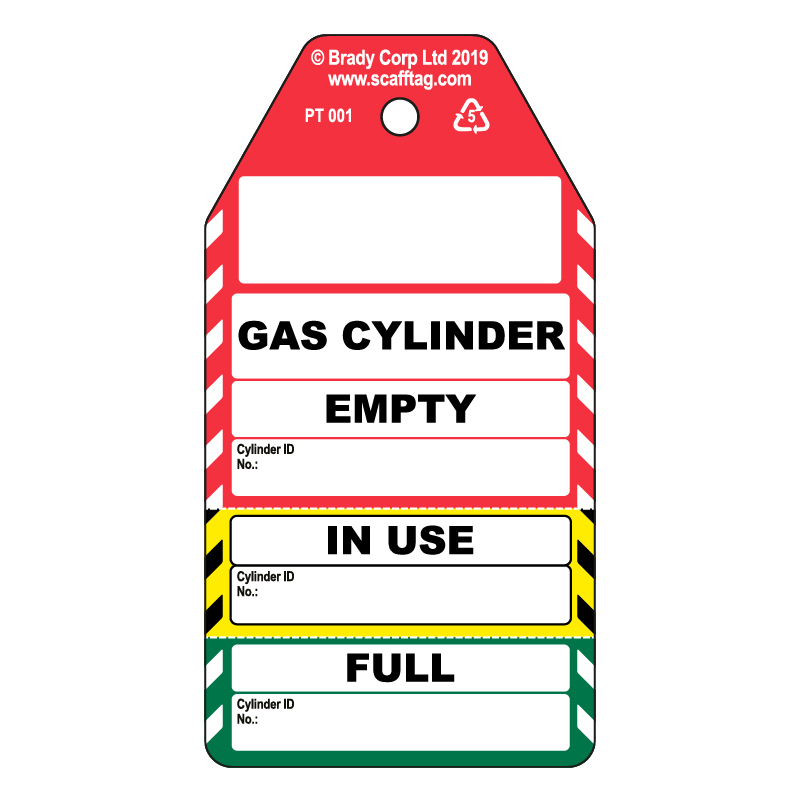 50 x Gas Cylinder  3 Part Tags