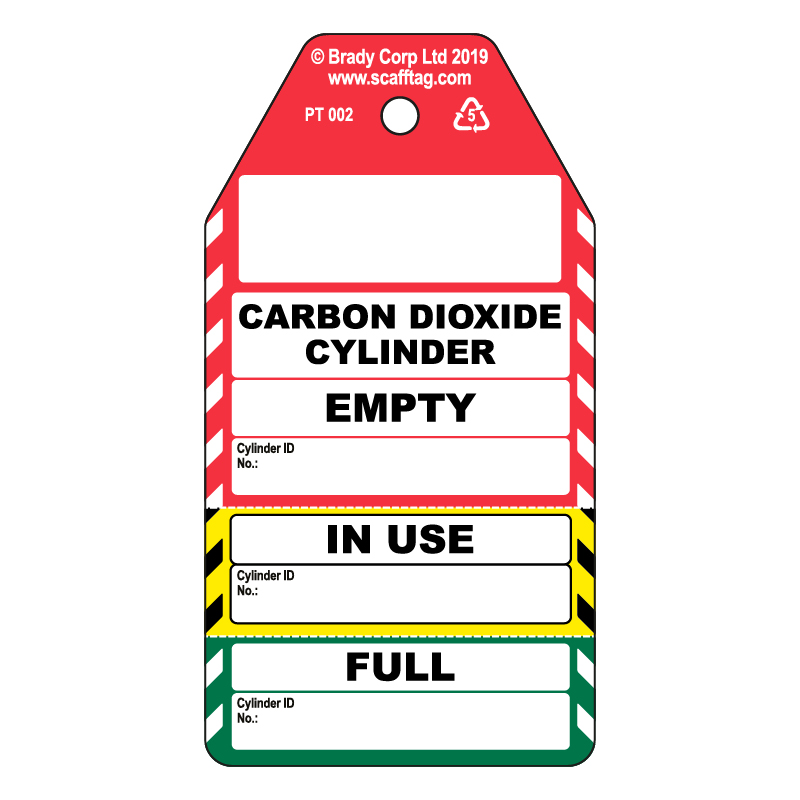 50 x Carbon Dioxide Cylinder 3 Part Tag