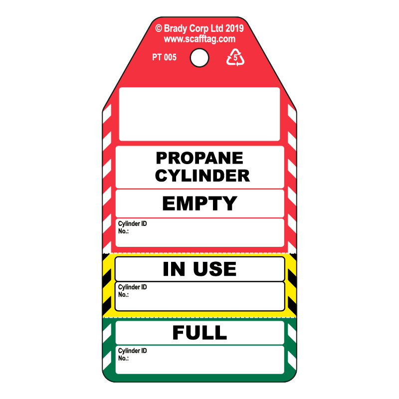 50 x Cylinder 3 Part Tags - Propane