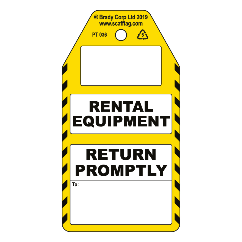 50 x Rental Equipment - Return Promptly Tags
