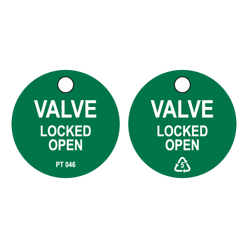 50 x Valve Locked Open Tags