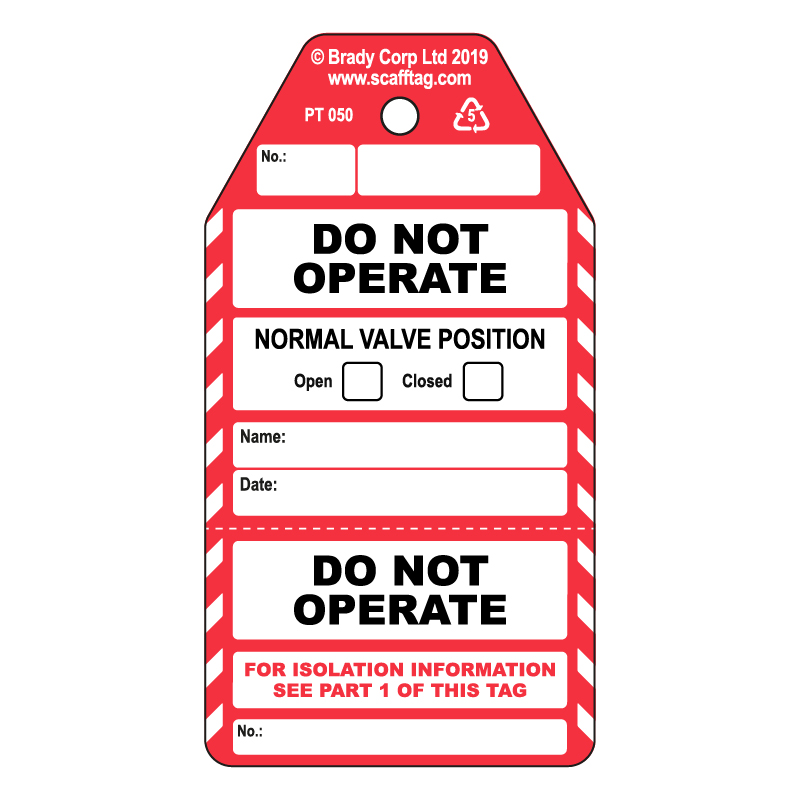 50 x Do Not operate tags (2-part)