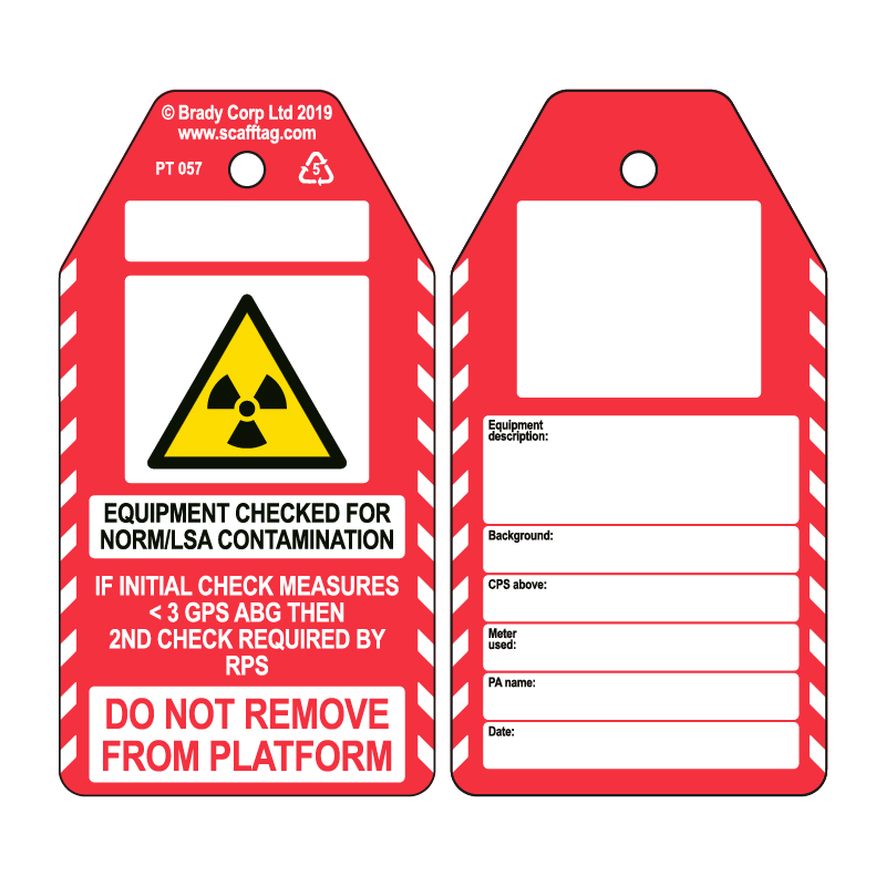 50 x NORM/LSA Contamination Check Tag