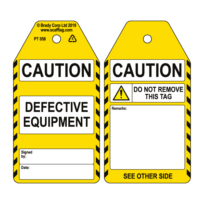 50 x Defective Equipment Tags
