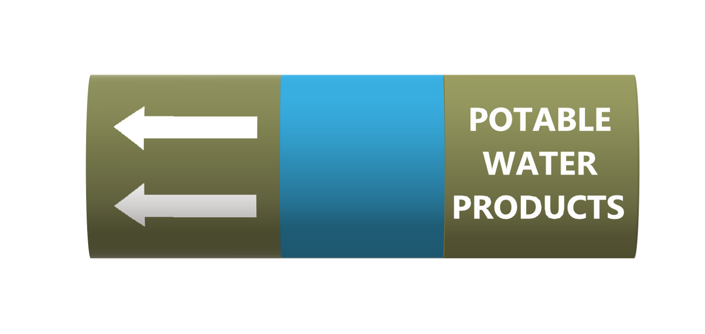 Water Products - potable  (3-5yr Outdoor use) BS1710 roll form pipe markers